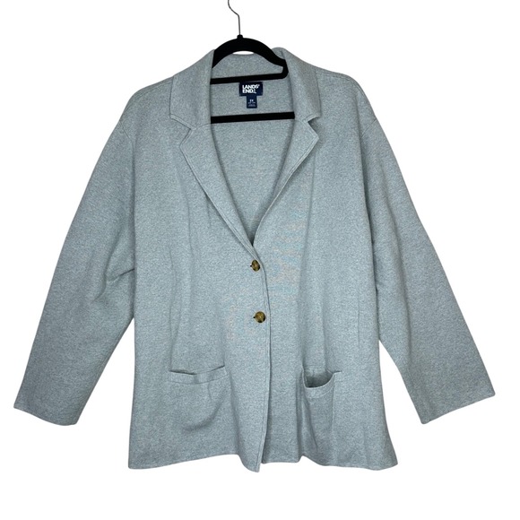 Lands' End Women's Plus Size Fine‎ Gauge Cotton Button Front Blazer Sweater 2X - Picture 2 of 9